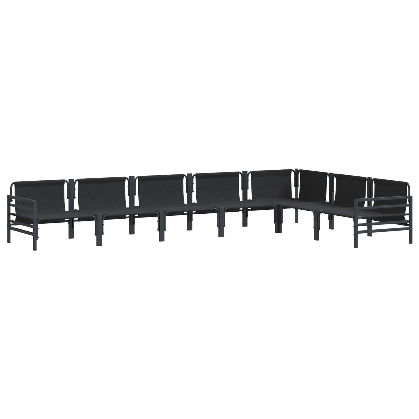 vidaXL Ensemble de canapés de jardin avec coussins 7 pcs Noir Acier