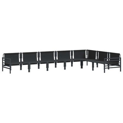 vidaXL Ensemble de canapés de jardin avec coussins 7 pcs Noir Acier