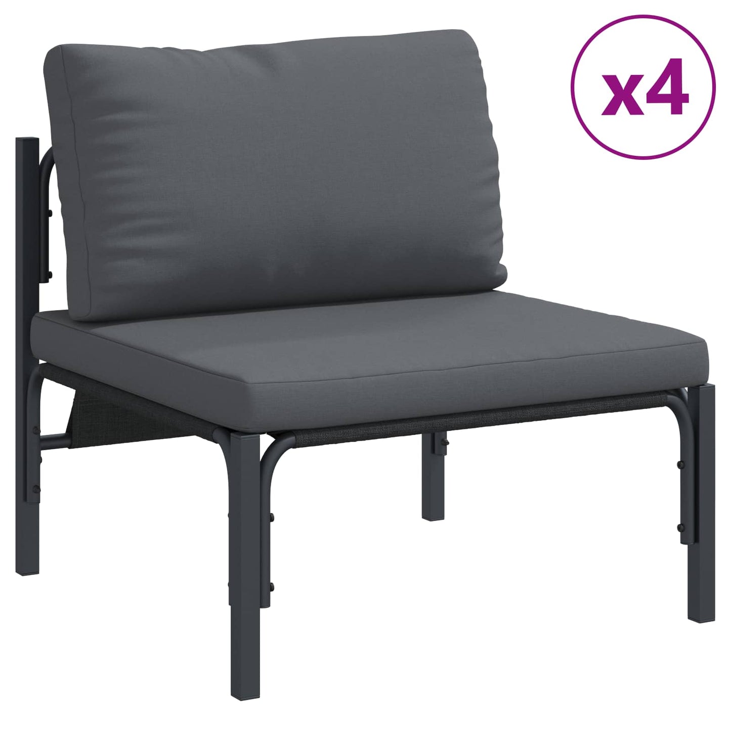 vidaXL Ensemble de canapés de jardin avec coussins 7 pcs Noir Acier
