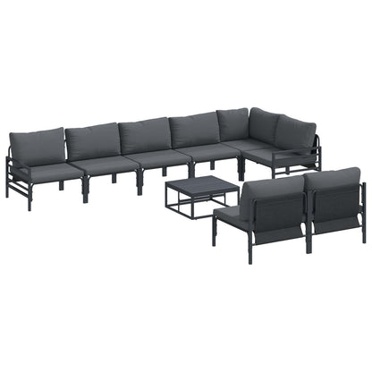 Garten-Sofa-Set mit Kissen 9 pcs Anthrazit Stahl