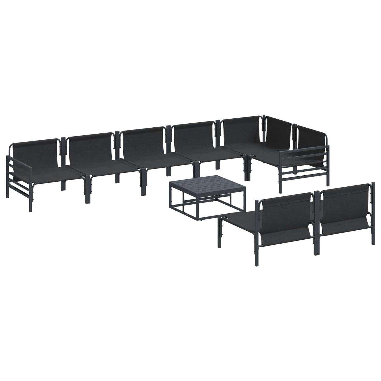 Garten-Sofa-Set mit Kissen 9 pcs Anthrazit Stahl