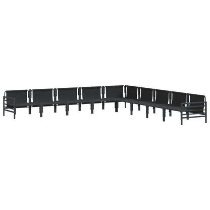 vidaXL Gartensofa-set mit Kissen 9 pcs Schwarz Stahl
