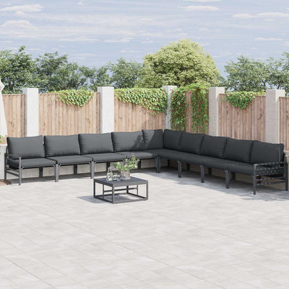 Gartensofa-set mit Kissen 10 pcs Schwarz Stahl