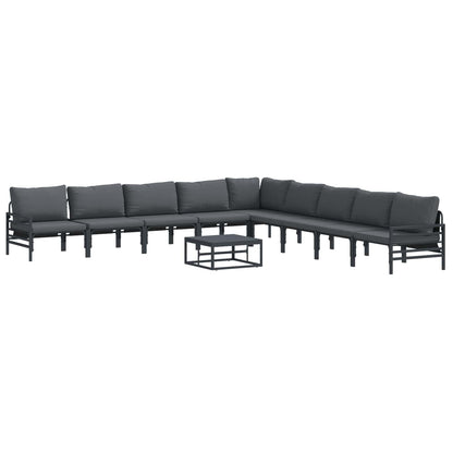 Gartensofa-set mit Kissen 10 pcs Schwarz Stahl