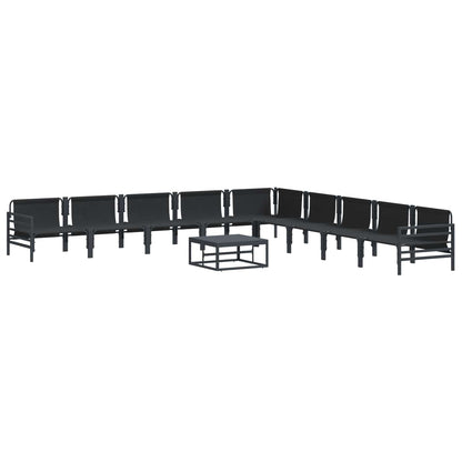 Gartensofa-set mit Kissen 10 pcs Schwarz Stahl