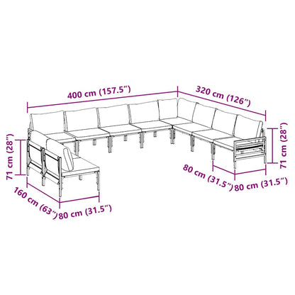 vidaXL Garten-Sofa-Set 10 pcs Anthrazit Stahl