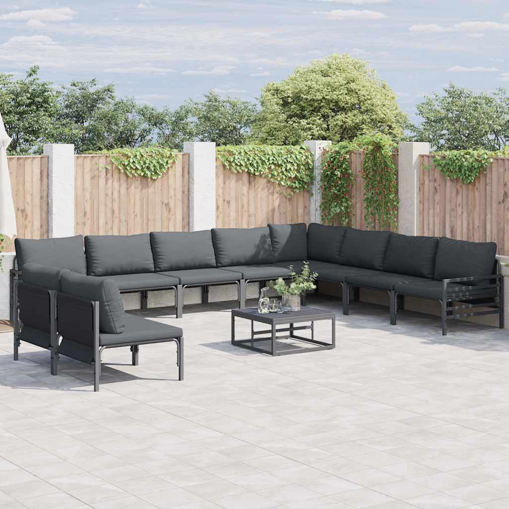 Garten-Sofa-Set 11 pcs Anthrazit Stahl