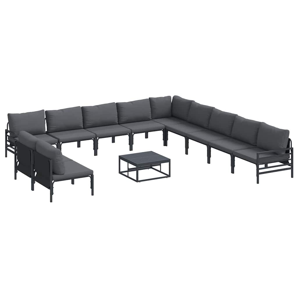 vidaXL Gartensofa-set mit Kissen 12 pcs Schwarz Stahl