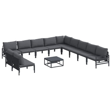 vidaXL Gartensofa-set mit Kissen 12 pcs Schwarz Stahl