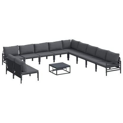 vidaXL Gartensofa-set mit Kissen 12 pcs Schwarz Stahl