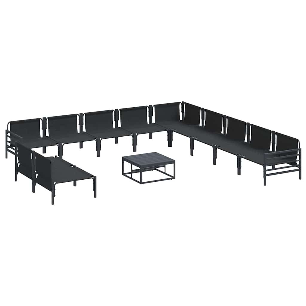 vidaXL Gartensofa-set mit Kissen 12 pcs Schwarz Stahl