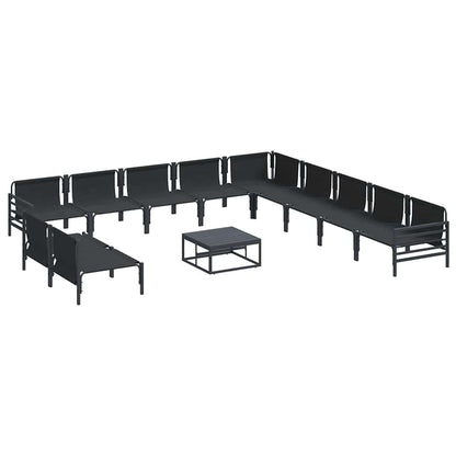vidaXL Gartensofa-set mit Kissen 12 pcs Schwarz Stahl