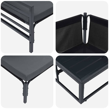 vidaXL Gartensofa-set mit Kissen 10 pcs Schwarz Stahl