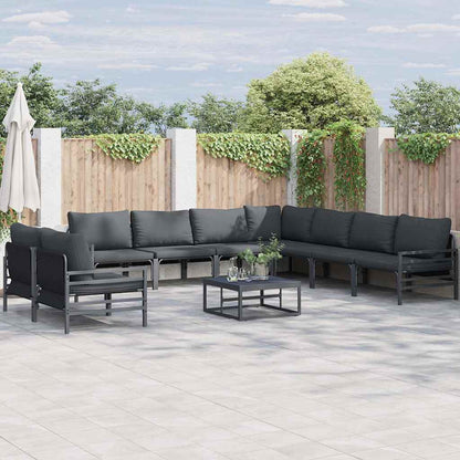 vidaXL Gartensofa-set mit Kissen 10 pcs Schwarz Stahl