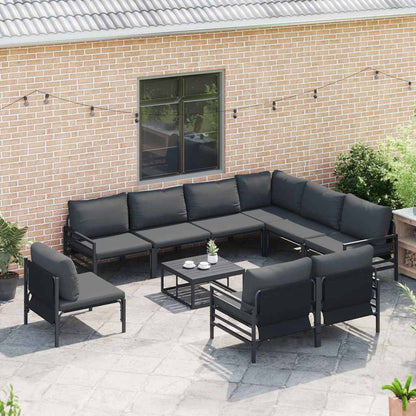 vidaXL Gartensofa-set mit Kissen 10 pcs Schwarz Stahl
