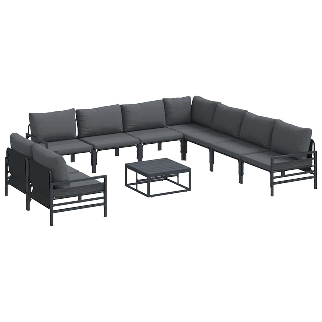 vidaXL Gartensofa-set mit Kissen 10 pcs Schwarz Stahl