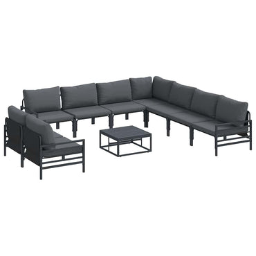 vidaXL Gartensofa-set mit Kissen 10 pcs Schwarz Stahl