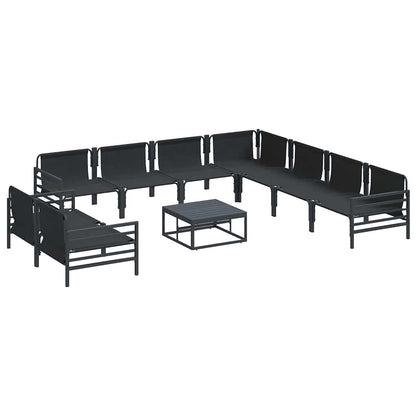 vidaXL Gartensofa-set mit Kissen 10 pcs Schwarz Stahl