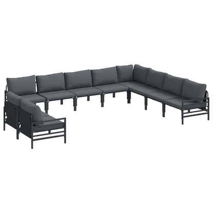 Gartensofa-set mit Kissen 10 pcs Schwarz Stahl