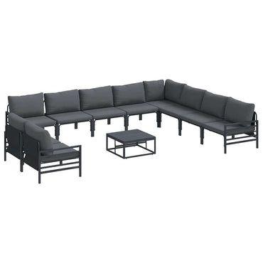 vidaXL Gartensofa-set mit Kissen 11 pcs Schwarz Stahl