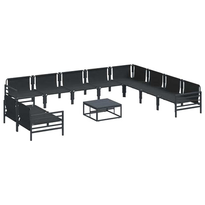 Gartensofa-set mit Kissen 11 pcs Schwarz Stahl