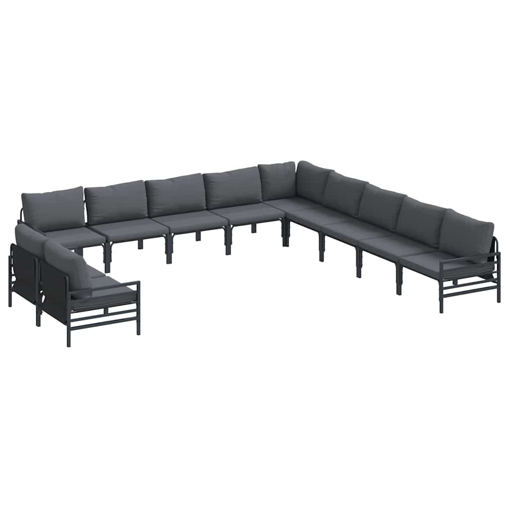 Garten-Sofa-Set mit Kissen 11 pcs Anthrazit Stahl
