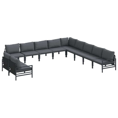 Garten-Sofa-Set mit Kissen 11 pcs Anthrazit Stahl