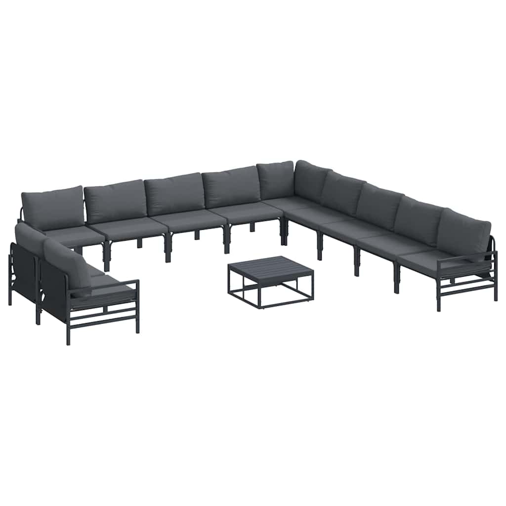 Garten-Sofa-Set mit Kissen 12 pcs Anthrazit Stahl