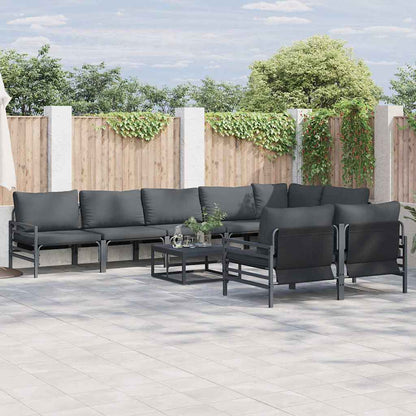 Gartensofa-set mit Kissen 8 pcs Schwarz Stahl