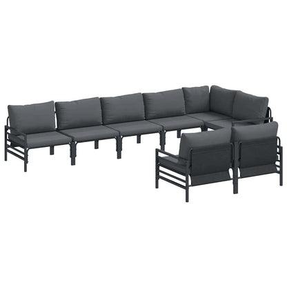 Gartensofa-set mit Kissen 8 pcs Schwarz Stahl