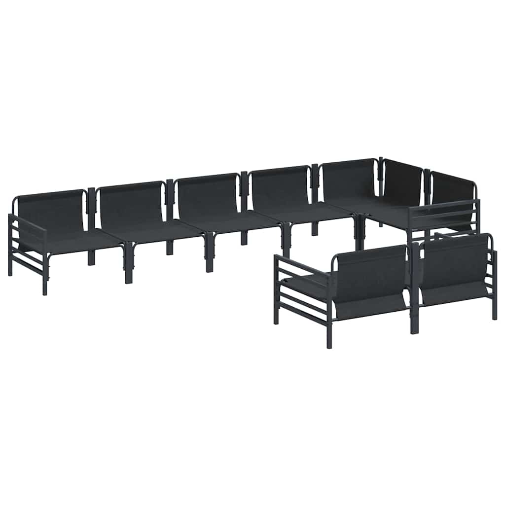 Gartensofa-set mit Kissen 8 pcs Schwarz Stahl