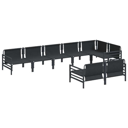 Gartensofa-set mit Kissen 8 pcs Schwarz Stahl
