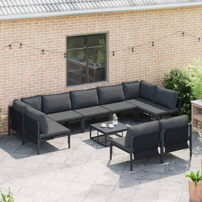 Gartensofa-set mit Kissen 9 pcs Schwarz Stahl