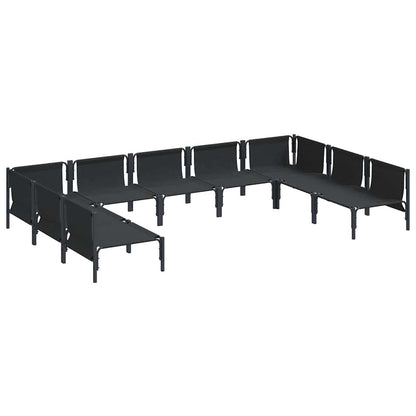 Gartensofa-set mit Kissen 9 pcs Schwarz Stahl