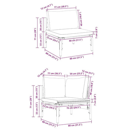 Gartensofa-set mit Kissen 9 pcs Schwarz Stahl