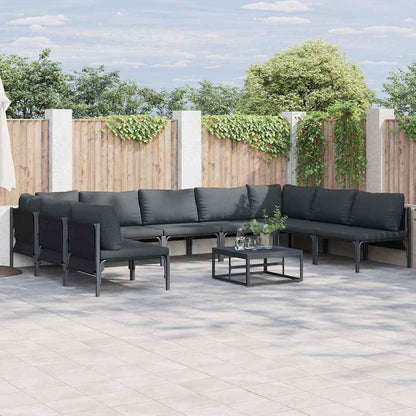 Gartensofa-set mit Kissen 10 pcs Schwarz Stahl