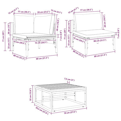 vidaXL Gartensofa-set mit Kissen 10 pcs Schwarz Stahl