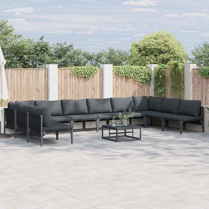 Gartensofa-set mit Kissen 11 pcs Schwarz Stahl