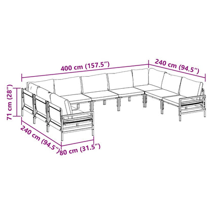 vidaXL Gartensofa-set mit Kissen 9 pcs Schwarz Stahl