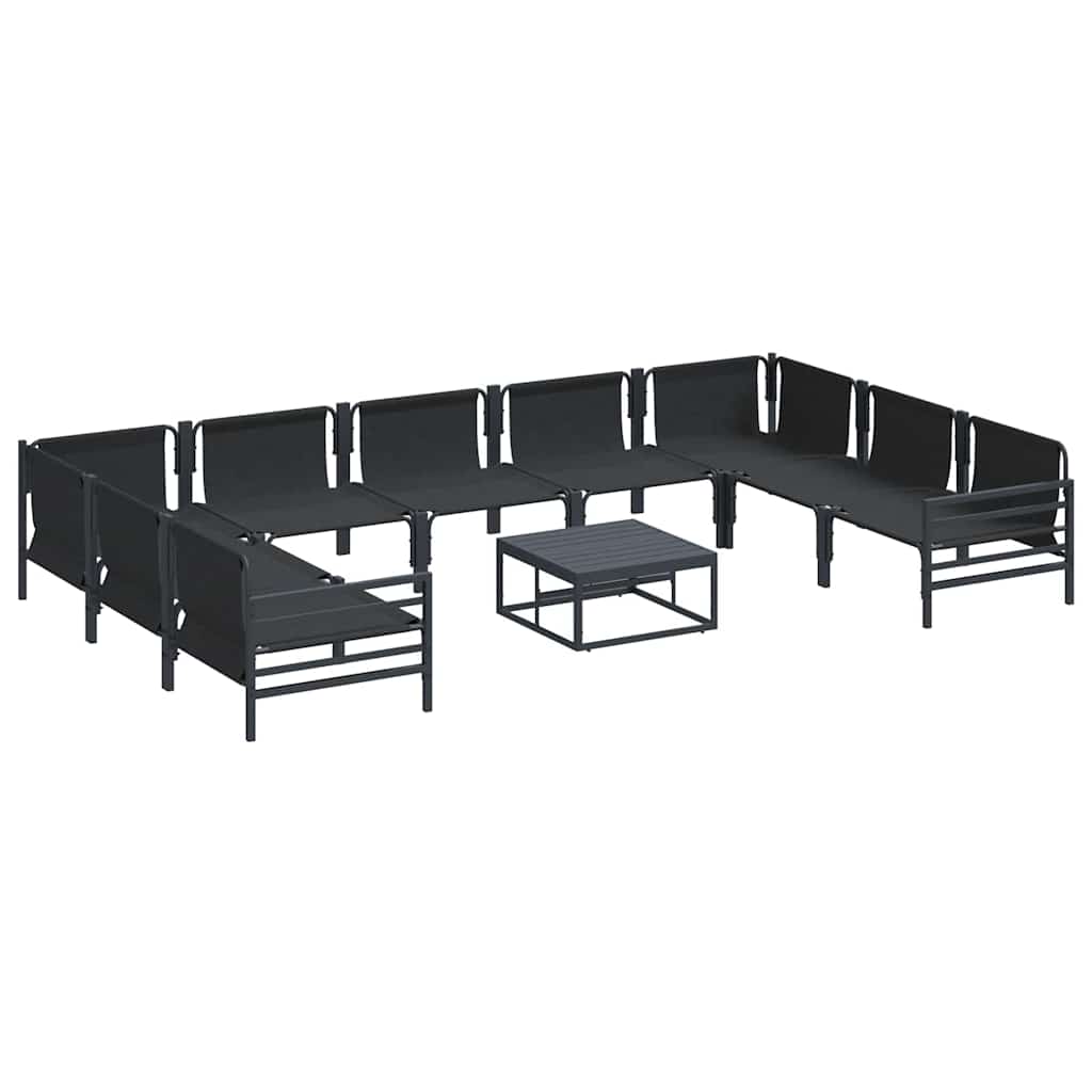 vidaXL Gartensofa-set mit Kissen 10 pcs Schwarz Stahl