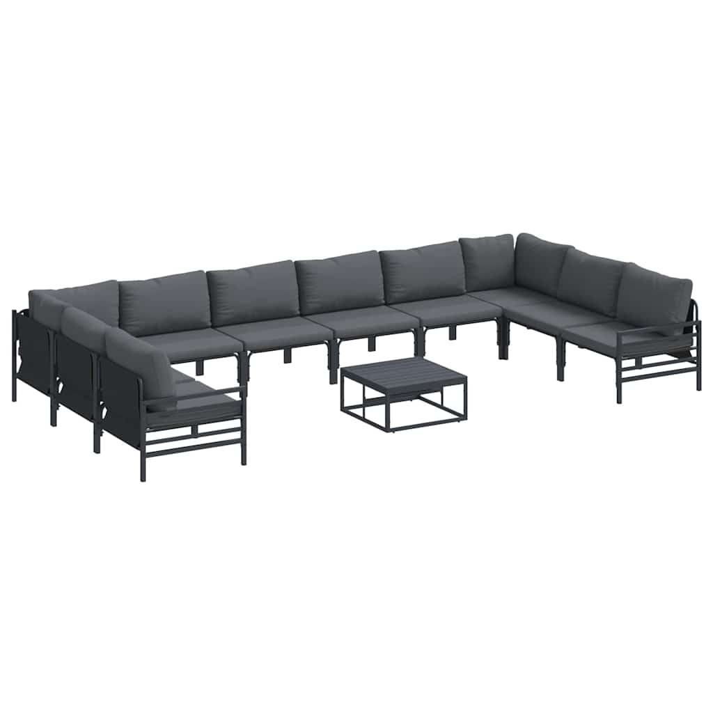 vidaXL Gartensofa-set mit Kissen 11 pcs Schwarz Stahl