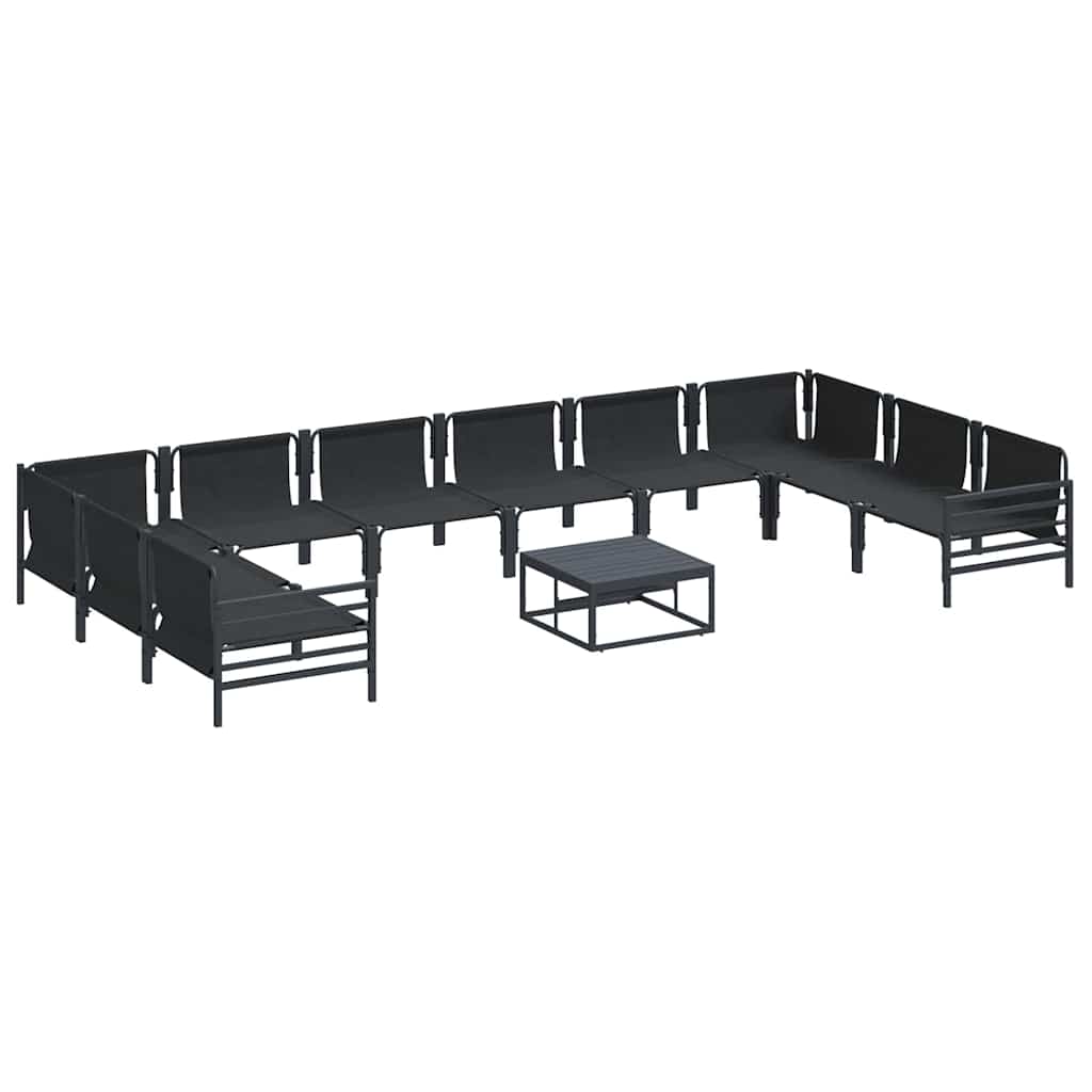 vidaXL Gartensofa-set mit Kissen 11 pcs Schwarz Stahl