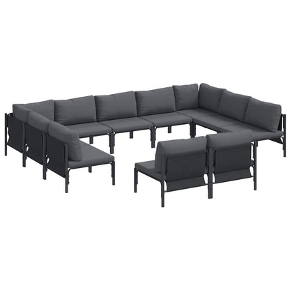 Gartensofa-set mit Kissen 11 pcs Schwarz Stahl