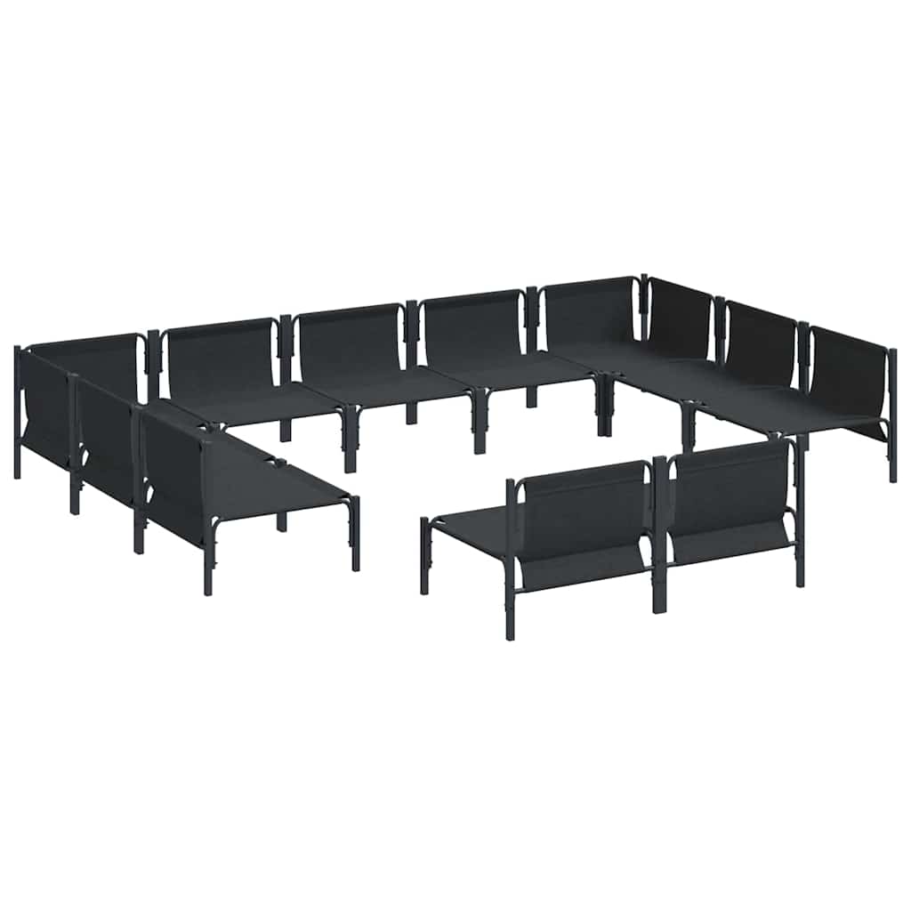 Gartensofa-set mit Kissen 11 pcs Schwarz Stahl