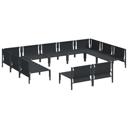 Gartensofa-set mit Kissen 11 pcs Schwarz Stahl