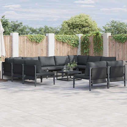 vidaXL Gartensofa-set mit Kissen 12 pcs Schwarz Stahl