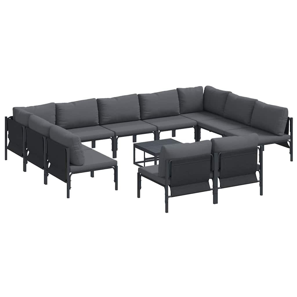 vidaXL Gartensofa-set mit Kissen 12 pcs Schwarz Stahl