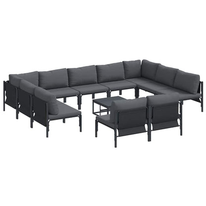 vidaXL Gartensofa-set mit Kissen 12 pcs Schwarz Stahl