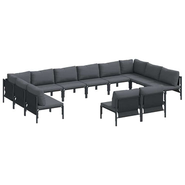 vidaXL Ensemble de canapés de jardin avec coussins 12 pcs Acier noir