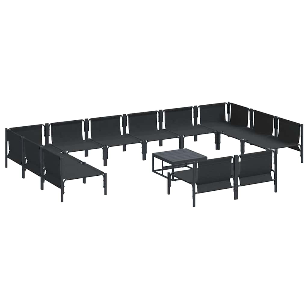 Gartensofa-set mit Kissen 13 pcs Schwarz Stahl